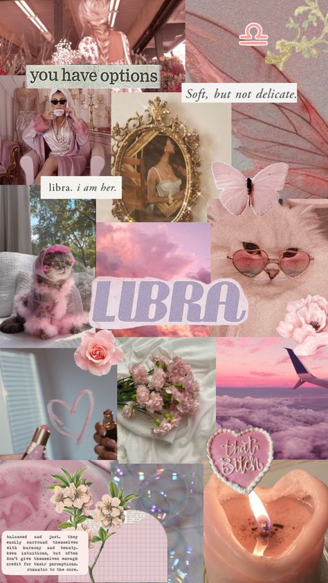 #libra #libraaesthetic #zodiac #zodiacsign #aesthetic #art #collageart Libra Images, Libra Life, Libra Season, Astrology Libra, Libra Sign, Libra Zodiac, Aesthetic Collage, Create Collage, Pink Background