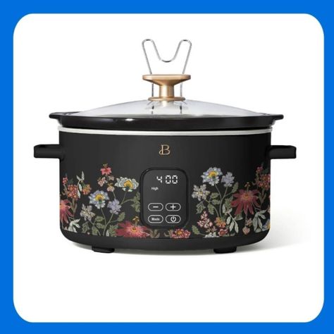 New Drew Barrymore Beautiful Wildflower Black 6qt Programmable Slow Cooker Tags @Bellarose2161 For Sale Near Me Drew Barrymore Beautiful Wildflower Slow Cooker Mixer Toaster Multi Cooker Kettle Kitchen Appliances Gifts Under $100 $75 $50 Drew Barrymore Beautiful, Kettle Kitchen, Multi Cooker, Black Sesame, Drew Barrymore, Crock Pot, Slow Cooker, Size 6, Black