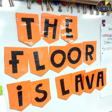 Easy Room Transformation, Classroom Gaming Theme, Junior Classroom Ideas, Easy Classroom Transformations, Place Value Room Transformation, Kindergarten Classroom Transformation, Floor Is Lava Game For Kids, Room Transformation Classroom, Classroom Transformation Ideas