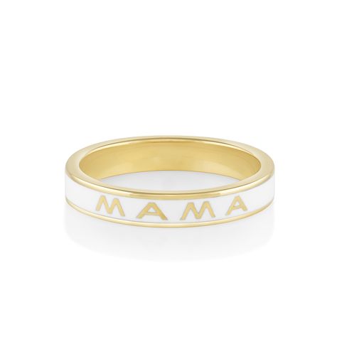 To honor all of the mothers & mother figures in our lives, our latest "Mama" enamel band comes in a classic white color in 14k white gold, 14k yellow gold, and 14k rose gold. View the entire EMC x Marrow collection here. 10% of each Mama Enamel ring purchase will be donated to the Every Mother Counts, an organization that's working to improve maternal care in marginalized & underserved communities to ensure that every mother has proper maternal healthcare. Due to the width of this band (3 mm), w Marrow Fine, Zierlicher Ring, Promise Ring Gift, Wedding Anniversary Rings, Enamel Ring, Silver Rings Handmade, Enamel Jewelry, Dainty Ring, White Ring