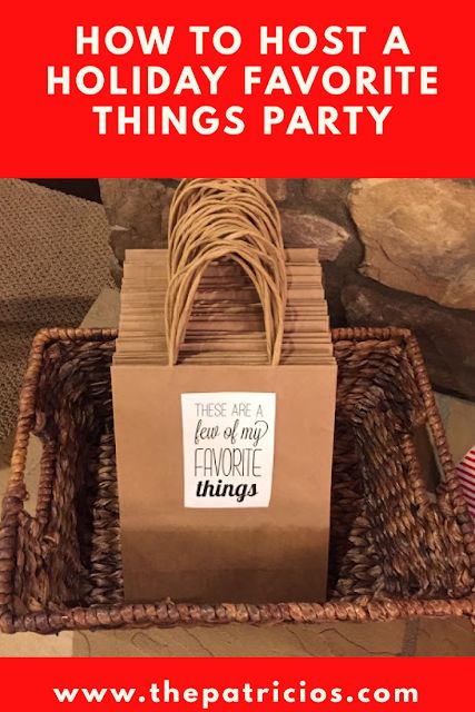 How To Host A Holiday Favorite Things Party - THE PATRICIOS These Are A Few Of His Favorite Things, My Favorite Things Party Decorations, Favorite Things Themed Birthday Party, Flannel And Favorite Things Party, Free Favorite Things Printable, Christmas Wine Exchange Party, Christmas Favorites Things Party, 3 Of My Favorite Things Party, These Are A Few My Favorite Things Ideas