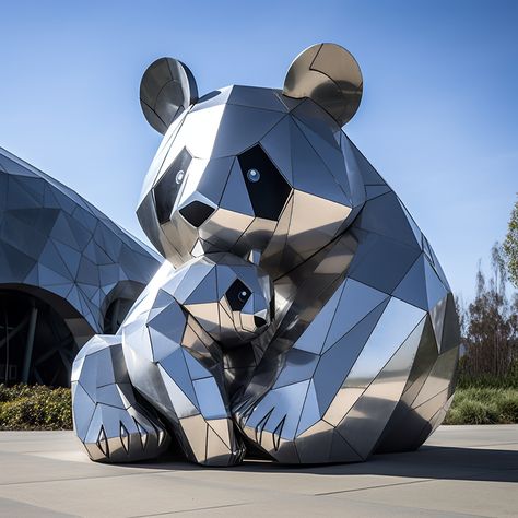 panda sculpture,panda sculpture art,giant panda,panda,geometric sculpture,mirror sculpture,stainless steel sculpture,giant sculpture Panda Sculpture, Playground Idea, Custom Mirror, Wire Art Sculpture, Stainless Steel Mirror, Steel Mirror, Outdoor Landscape, Z Arts, Modern Abstract Art