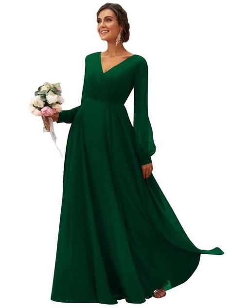 PRICES MAY VARY. Hand Wash Only Long Sleeve Bridesmaid Dresses, Dress For Curvy Women, Prom Attire, Dance Black, Long Sleeve Bridesmaid Dress, Vintage Bridesmaid Dresses, Wedding Plus Size, Long Green Dress, Plus Size Party