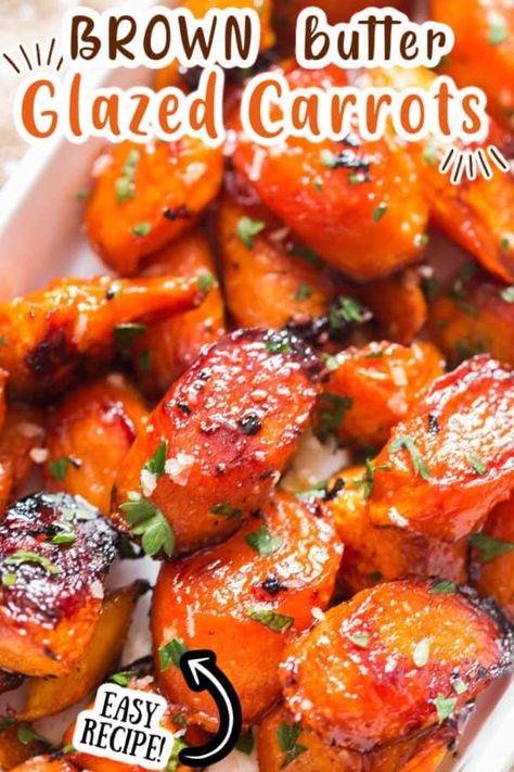 Brown Butter Honey Glazed Carrots, Honey Maple Roasted Carrots, Garlic Honey Glazed Carrots, Butter Glazed Carrots, Dishes For Christmas Dinner, Side Dishes For Christmas Dinner, Side Dishes For Christmas, Roasted Glazed Carrots, Honey Glazed Carrots Recipe