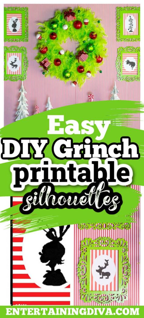 Whoville Printables Free, Grinch Christmas Wall Decor, Christmas Decor Ideas The Grinch, Grinch Christmas Free Printable, Grinch Village Diy, Christmas Whoville Decorations, Grinch Party Backdrop, Whoville Christmas Decorations Diy Grinch Party, Cheap Grinch Decorations