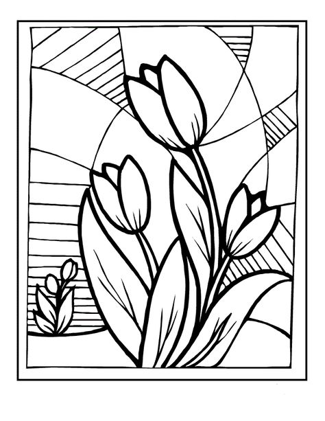 Stained Glass Coloring Pages for Adults - Best Coloring Pages For Kids L'art Du Vitrail, Glass Painting Patterns, Tulip Colors, Pola Bordir, Glass Painting Designs, Fotografi Kota, Spring Coloring Pages, Pattern Coloring Pages, Printable Adult Coloring Pages