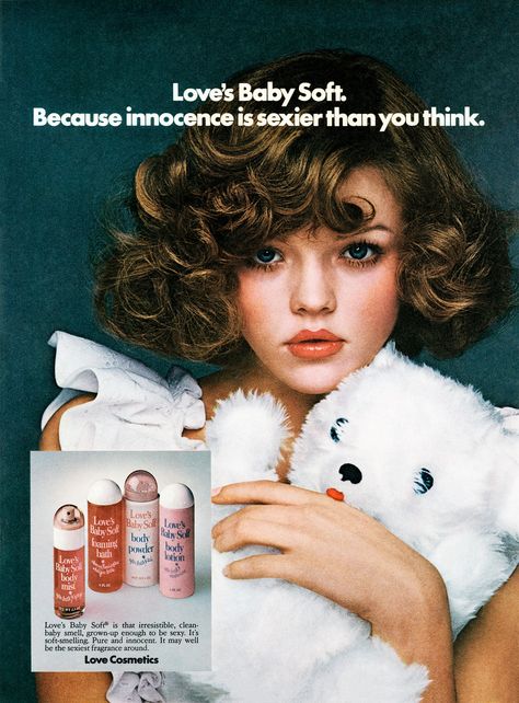 innocence Loves Baby Soft Perfume, Loves Baby Soft, Creepy Vintage, Love S, Beauty Ad, Vintage Cosmetics, Retro Ads, Body Powder, Old Ads