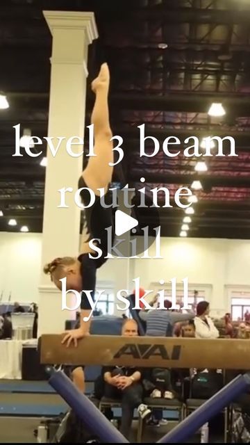 Pursuit Gymnastics | Inspiration & Education on Instagram: "A breakdown of the level 3 beam routine skill by skill. Courtesy of @whitwat earning a 9.8! 🔥⭐️💪🏼   ➡️ As a former gymnast and now a gymnastics mom, I can’t tell you you how helpful it is to be in the know on what our daughters are learning! Not only is it helpful to know the correct names of the skills, but it’s also helpful to know the order of each skill in their routines! ✨  👉🏼 And follow along with @pursuit.of.gymnastics for all things gymnastics!   ☀️ @pursuit.of.gymnastics  🔔 @pursuit.of.gymnastics  💕 @pursuit.of.gymnastics     ➡️ DM for credit or removal ➡️ All rights belongs to their respectful owners  #gymninspiration #gymmotivation #teamusa #gymnasticsmom #gymmom #championship #paris2024 #d1athlete #gymnastics #g Level 1 Gymnastics Skills List, Gymnastics Skills Videos, Level 3 Gymnastics, Preppy Gymnastics, Gymnast Split, Gymnastics Tips, Gymnastics Inspiration, Gymnastics Levels, Famous Gymnasts