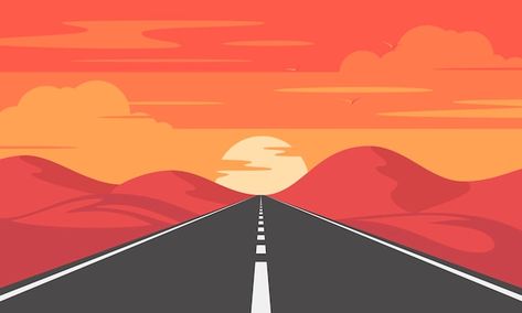 Road Illustration Art, On The Road Illustration, Roadtrip Illustration, Road Tattoo, Road Png, Road Illustration, Road Drawing, Road Graphic, Road Trip Art