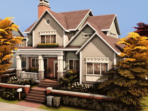 Sims4 Cozy House, Sims 4 House Aesthetic, Cozy House Sims 4, Sims 4 House Ideas Exterior, Sims 4 Autumn House, Sims 4 Country House, Sims 4 Aesthetic House, Sims 4 Construction, Sims 4 Decor Ideas