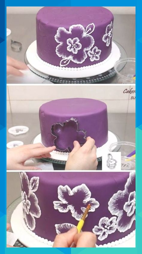 DIY Lace Icing Brush Embroidery Cake Decorating Tutorial Video #borerandre83 Brush Embroidery Cake, Embroidery Cake, Cake Decorating Tutorials Videos, Brush Embroidery, Cake Diy, Cake Decorating Videos, Cake Decorating Designs, Cake Icing, Cupcake Cake