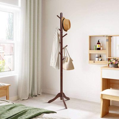 Four detachable separate segments allow you to customize the overall height to your home's needs. You can use 3 sections for your children and 4 sections for adults. And it's easy to fit the pieces together with built-in screws, no tools at all. Color: Brown | Winston Porter Wooden Tree Hanger, Entry Rack w/ 8 Hooks, Adjustable Height Coat Rack, Rubber Wood Coat Rack For Lobby Entrance Of Home Office Wood Coat Rack Stand, Free Standing Coat Rack, Entryway Hall Tree, Tree Coat Rack, Coat Tree, Wooden Coat Rack, Standing Coat Rack, Hall Tree, Wooden Tree