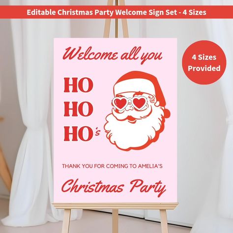 The perfect sassy Christmas theme doesn't exi......😍🎅🍷❤️ Calling all you ho ho ho's, it's time for a sassy girls night Christmas party! 🎄🥳 This cute pink and red funny Christmas party decor bundle is the perfect way to kick off the friendsmas party this year! A friendsmas cocktail party or a holiday girls night in, this Christmas printable templates set has you covered! The matching templates for this bundle are: *5x7" printable invitation *digital invitation for mobile *welcome sign ... Christmas Girls Night Activities, Girls Christmas Party Ideas, Christmas Girls Party, Girls Night Christmas Party, Girls Night Christmas, Holiday Girls Night, Christmas Printable Templates, Friendsmas Party, Christmas Pajama Party