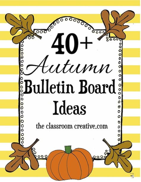 A trove of ideas for autumn bulletin boards. Fall Bulletin Boards For Workplace, Autumn Bulletin Board Ideas For School, Fall Kindergarten Bulletin Board Ideas, Christian Bulletin Board Ideas For Fall, Autumn Bulletin Boards For School, Autumn Notice Board Ideas, Fall Bulletin Board Ideas For High School, 1st Grade Fall Bulletin Board Ideas, Fall Reading Bulletin Boards Elementary