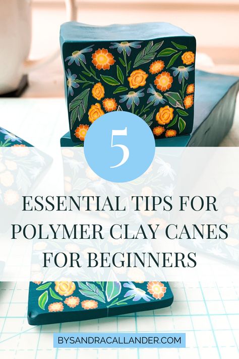 Five Essential Tips for Polymer Clay Canes for Beginners - by Sandra Callander Polymer Clay Buttons Diy, Polymer Cane Tutorial, Polymer Clay Cane Tutorial Beginner, Clay Canes Tutorial, Bisque Ceramics, Polymer Clay Recipe, Making Polymer Clay, Clay Painting, Polymer Clay Painting