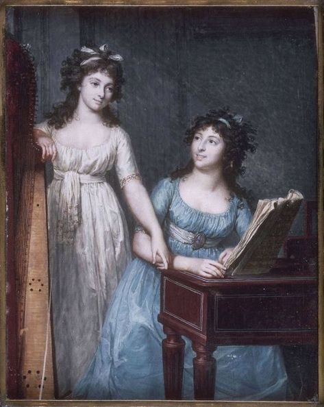 1790s Fashion, Playing The Harp, The Harp, Regency Dress, Regency Fashion, 18th Century Fashion, Regency Era, Century Clothing, Woman Reading