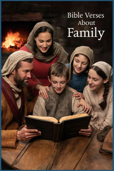 A family reading a Bible together by a cozy fireplace. Family Bible Verses Quotes, Bible Verses About Family, Verses About Family, Family Bible Verses, Inspiring Bible Verses, Family Unit, Sibling Relationships, Family Devotions, Powerful Bible Verses