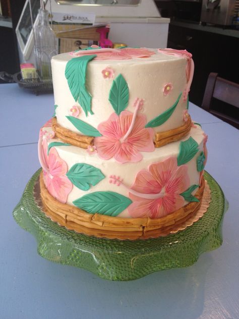 Hibiscus birthday cake Hibiscus Birthday Cake, Hawaiian Birthday Cake Ideas, Hibiscus Flower Cake, Hawaiian Birthday Cake, Hawaiian Birthday Cakes, Hibiscus Cake, Crazy Birthday Cakes, Hawaii Cake, Summer Birthday Cake