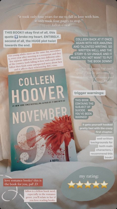 November 9 Review, Colleen Hoover Book Review, November 9 Book, Colleen Hoover Book, A Little Life Book, Teenage Books To Read, Feel Good Books, Fiction Books Worth Reading, Book Reading Journal