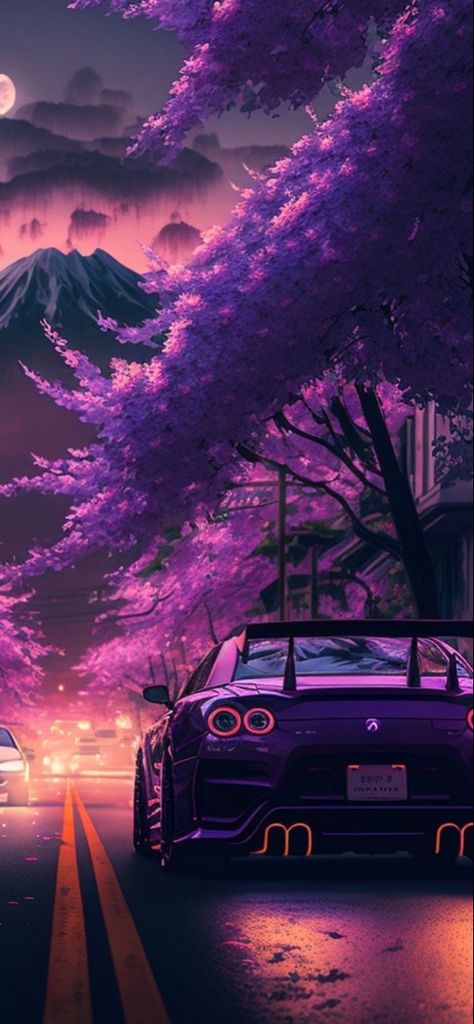 The Road, Road, Cars, Purple, Flowers