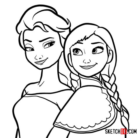 How to draw Elsa and Anna together | Frozen Elsa Drawing Easy, Anna Frozen Drawing, Anna Drawing, Princesa Anna Frozen, How To Draw Elsa, Elsa Drawing, Frozen Cartoon, Frozen Drawings, Elsa Coloring