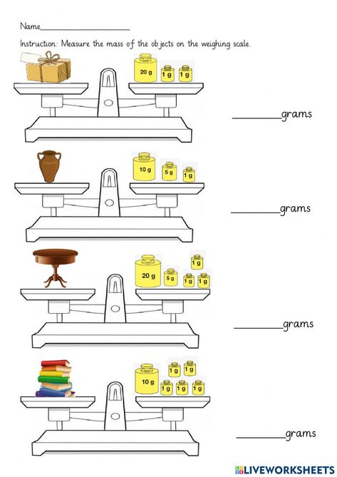 Mass Worksheets For Grade 2, Measurements Worksheet For Grade 2, Capacity Activities, Math Measurement Activities, Mass Worksheet, Measuring Mass, Mass Activities, Density Worksheet, Volume Worksheets