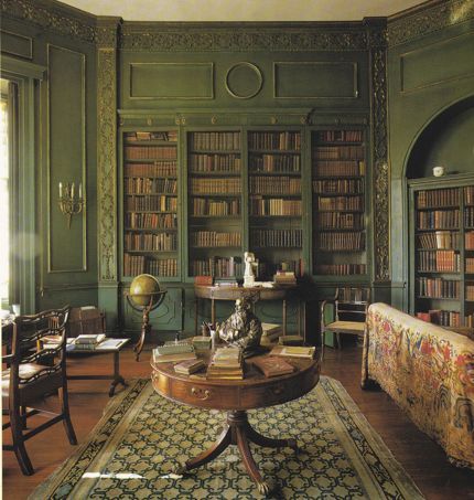 LiterateIndy on Twitter: "Yes please.… " Old Library, Home Library Design, Home Libraries, Hus Inspiration, Library Design, Green Rooms, World Of Interiors, Woodworking Ideas, Home Library