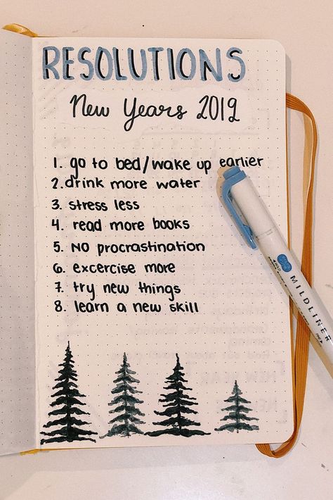 New Year's Resolution in my Bullet Journal Bujo Resolutions, Journal Resolutions, Bullet Journal Goal Setting, 2023 Bujo, Bullet Journal Yearly, Nice Notes, Organization School, Journals Ideas, January Bullet Journal