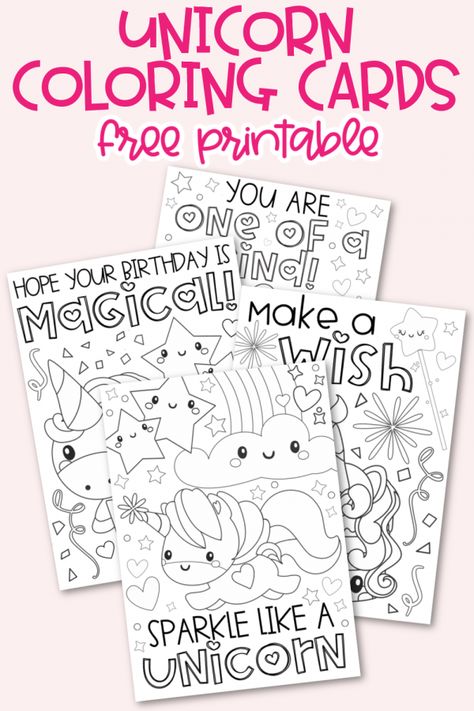 Unicorn Coloring Cards(1) Coloring Birthday Cards, Printable Unicorn Birthday, Hello Kitty Theme Party, Unicorn Birthday Cards, Mermaid Birthday Party Decorations, Unicorn Themed Birthday Party, Birthday Coloring Pages, Unicorn Printables, Happy 6th Birthday