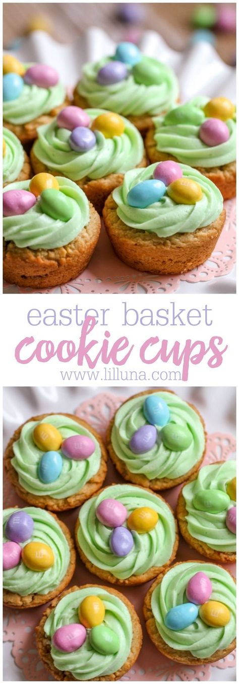 Easter Deserts, Cupcakes Flores, Cookie Cups Recipe, Homemade Buttercream Frosting, Lil Luna, Easter Snacks, Easter Sweets, Easter Desserts Recipes, Easter Baking