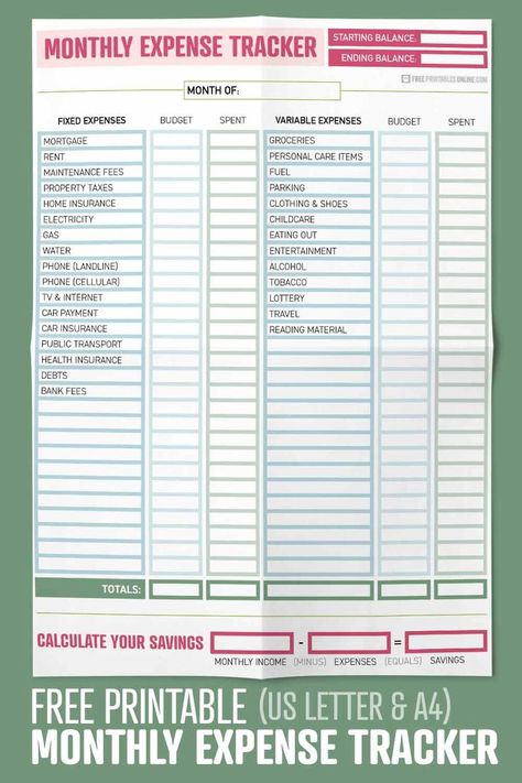 monthly expense tracker pinterest thumbnail Fixed And Variable Expenses Budget, Fixed Expenses And Variable Expenses, Fixed Expenses List, Fixed Vs Variable Expenses, Variable Expenses List, Monthly Expense Tracker Printable Free, Expense Tracker Printable Free, Monthly Expenses Printable, Daily Expenses Tracker