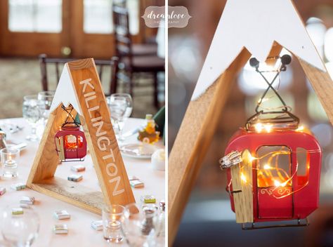 Apres Ski Table Decor, Ski Theme Centerpiece, Mountain Themed Wedding Centerpieces, Ski Centerpieces, Ski Resort Wedding Winter, Ski Wedding Theme, Apres Ski Wedding, Mountain Centerpieces, Rustic Ski Lodge Decor