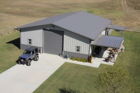 Walls:  Light Gray with Charcoal Wainscoat; Roof & Trim:  Charcoal  #Workshop  #Storage  #Garage Pole Barn Designs, Metal Garage Buildings, Work Shop Building, Metal Shop Building, Roof Trim, Storage Garage, Pole Buildings, Barn Garage, Shop Buildings