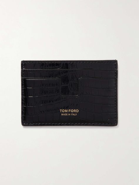 Shop TOM FORD Croc-Effect Leather Cardholder, Explore the latest in-season TOM FORD collection today on MR PORTER Tom Ford Card Holder, Cardholder Aesthetic, Westside Gunn, Men Essentials, Tom Ford Collection, Tom Ford Leather, Mens Wallets, Leather Cardholder, Wallets For Men