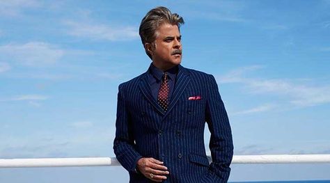 Looking good as the mature and handsome man - Anil Kapoor in Dil Dhadakne Do Anil Kapoor, Navy Shirt Dress, Ranveer Singh, New Wife, Pinstripe Suit, Hindi Film, Bollywood Actors, Priyanka Chopra, Bollywood Movies