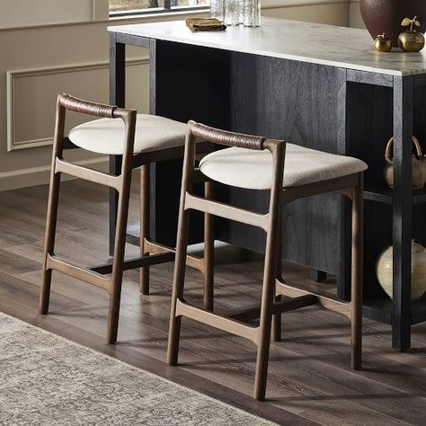 Modern Bar Stools & Counter Stools | West Elm West Elm Counter Stool, Bar Stool Pottery Barn, Leather Counter Stools With Backs West Elm, Walnut Counter Stool, Rove Concepts Counter Stool, Holiday Furniture, Cottage Exteriors, Upholstered Stool, Entry Tables