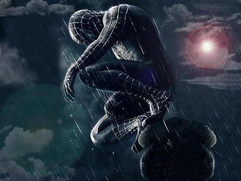 From Spider-Man 3. The real Spidey movies!!  I refuse to watch the newer ones. Mostly because I still believe Drake Bell should've been the next Spider-Man! Black Spiderman Wallpaper, Spiderman Wallpaper 4k Ultra Hd, Spiderman Wallpaper Iphone, Black Suit Spiderman, Spiderman Noir, Wallpaper Iphone Dark, Art Spiderman, Marvel Wallpaper Hd, Spiderman Wallpaper