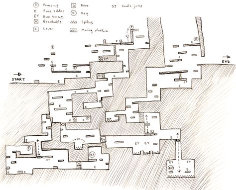 [Games] How to design levels for a platformer 2d Platformer Level Design Ideas, 2d Game Level Design, 3d Platformer Level Design, 2d Platform Game Level Design, Level Design 2d, 2d Level Design, Platform Game Level Design, Platformer Game Design, Metroidvania Level Design