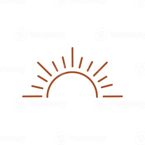 Sunset logo in boho vintage style, illustration of sun in line art outline design Sunset Line Drawing, Sunset Outline, Minimal Tatoo, Line Art Sun, Sun Line Art, Sun Logo Design, Sun Vector Illustration, Sun Outline, Drawing Sunset