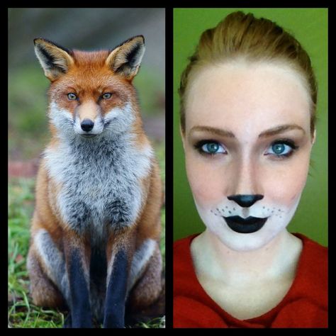 Fox Makeup. Un maquillaje basado en el verdadero animal y no en una caricatura de Disney. Para teatro infantil, mejor que lo caricaturizado. Diy Karneval, Fox Halloween Costume, Disney Inspired Makeup, Fox Halloween, Fox Makeup, Animal Makeup, Fox Costume, Halloween Costumes Makeup, Halloween Make Up