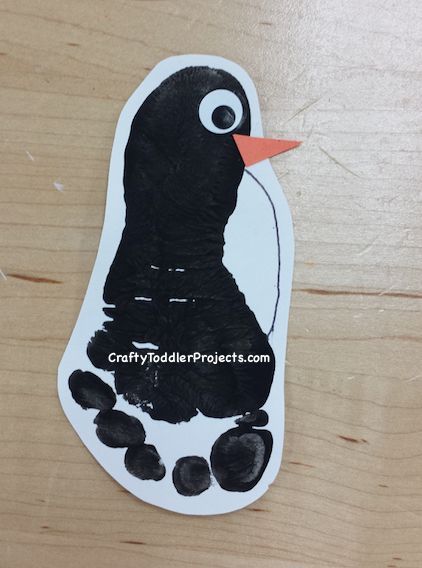 Hand Print Penguin, Winter Animal Footprint Art, Artic Animal Toddler Crafts, Penguin Craft Toddler Art Projects, Winter Animals Infant Art, Winter Crafts Toddlers Art Projects, Crafts For January For Toddlers, January Activities For Infants, Animal Footprints Art