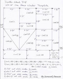 OSW (One Sheet Wonder) Template for 12x12 Double-sided DSP and sample cards - Seongsooks Creations... One Sheet Wonder Cards 12x12 Templates Free, One Sheet Wonder Cards 12x12 Templates, Card Sketches Templates, Card Making Templates, One Sheet Wonder, Card Making Tips, Card Making Tutorials, Card Making Techniques, Card Patterns