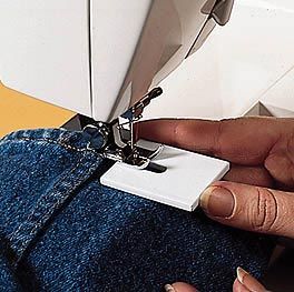 I want this item - makes hemming jeans a breeze ! Sew Jeans, Sewing Jeans, Sewing Alterations, Sewing Courses, Sewing Machine Feet, Sewing 101, Sewing Machine Accessories, Sewing Class, Sewing Lessons