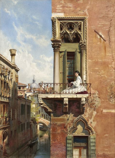 Era Victoria, Venice Painting, Art Classique, Classic Paintings, The Balcony, Old Paintings, Italian Art, Classical Art, Old Art