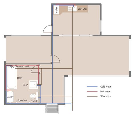 How to Create a Residential Plumbing Plan | Plumbing and Piping Plans | House plumbing drawing | Residential Plumbing Plan Drawings Residential Plumbing Plan, Plumbing Plan Layout, Plumbing Drawing Plan House, House Plumbing Diagram, Plumbing Drawing Plan, Plumbing Layout Plan, House Plumbing, Plumbing Layout, Plumbing Plan