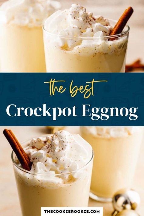 Crockpot Eggnog Recipe, Crock Pot Eggnog Recipe, Eggnog Jello Shots, Borden Eggnog Recipe, Fireball Eggnog Recipe, Crockpot Eggnog, Light Eggnog Recipe, Home Made Egg Nog, Vanilla Spice Eggnog Recipe