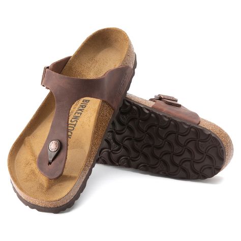 The Gizeh - A Modern Thong Sandal From Birkenstock. The Gizeh Is A Proven Classic With Signature Support And A Refined, Minimalist Style. Shown In Oiled Leather. Anatomically Shaped Cork-Latex Footbed Upper: Oiled Leather Footbed Lining: Suede Sole: Eva Details: Thong With An Individually Adjustable Metal Tongue Buckle “Made In Germany” Leather Birkenstocks, Birkenstock Brown, Brown Women, Sandals Women, Birkenstock Shoes, Birkenstock Gizeh, Flip Flop, Birkenstock, Sandals