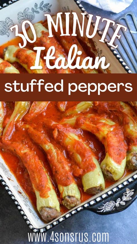 Hot Stuffed Peppers Recipe, Half Hots Stuffed Peppers, Banana Pepper Dinner Recipes, Stuffed Italian Sausage And Peppers, Italian Style Stuffed Peppers, Hot Sausage Stuffed Peppers, Recipe For Stuffed Banana Peppers, Stuff Hot Peppers, Stuffed Mild Banana Peppers