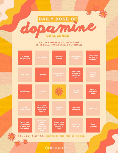 72 Soft Challenge, Dopamine Detox Challenge, Mental Health Activity Ideas, Youtube Topics, 2024 Bingo, Dopamine Detox, Happy Chemicals, Healthy Coping Skills, Wellness Challenge