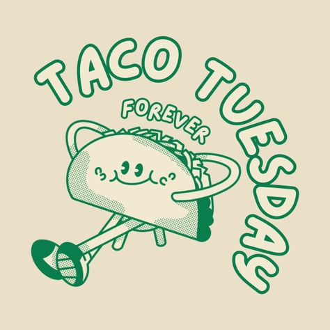 Taco Tuesday Graphic, Taco Graphic Design, Elote Bar, Taco Tuesday Flyer, Mexican Graphics, Tacos Ideas, Mexican Logo, Taco Illustration, Taco Logo